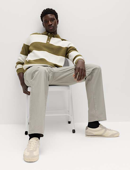 Pantalones rectos texturizados de 5 bolsillos