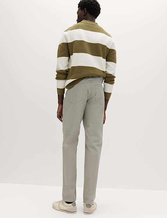 Pantalones rectos texturizados de 5 bolsillos