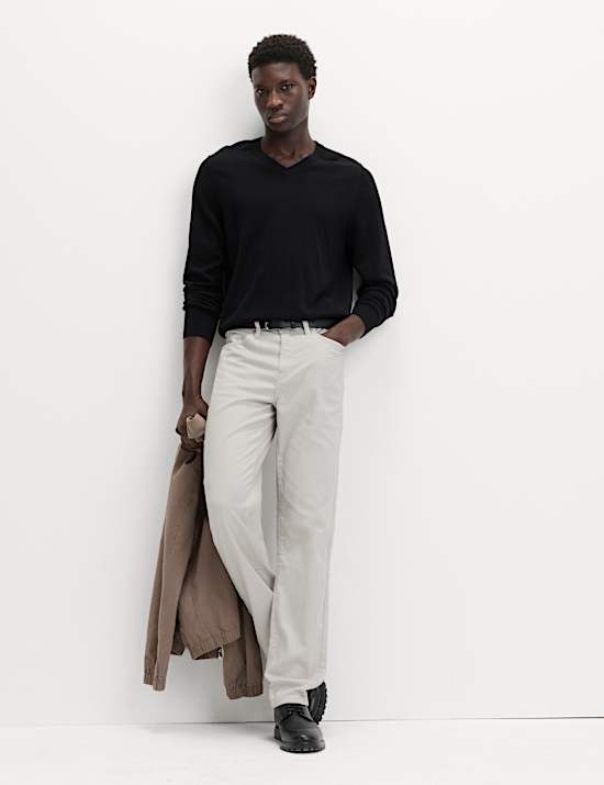 Straight Fit Textured 5 Pocket Trousers