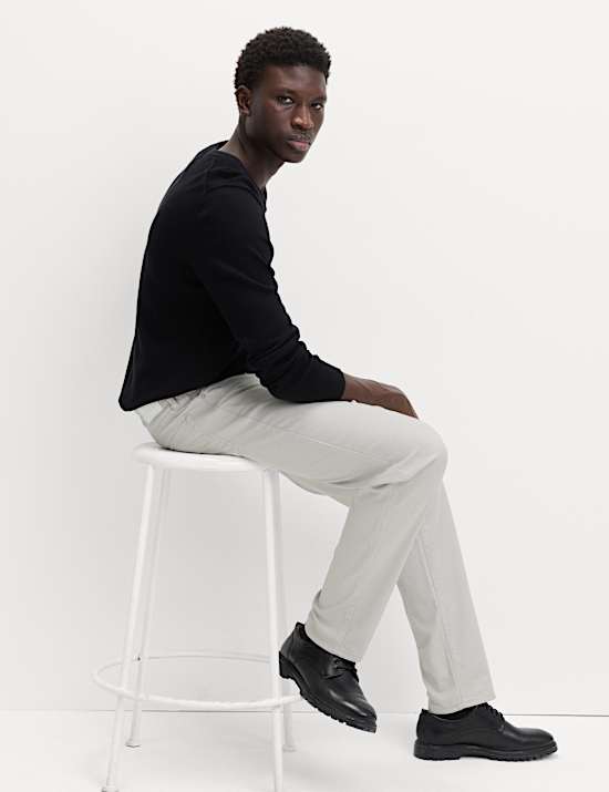Straight Fit Textured 5 Pocket Trousers