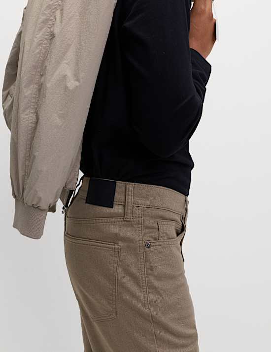 Straight Fit Textured 5 Pocket Trousers