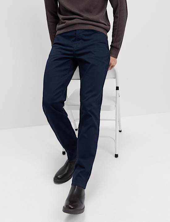 Straight Fit Textured 5 Pocket Trousers