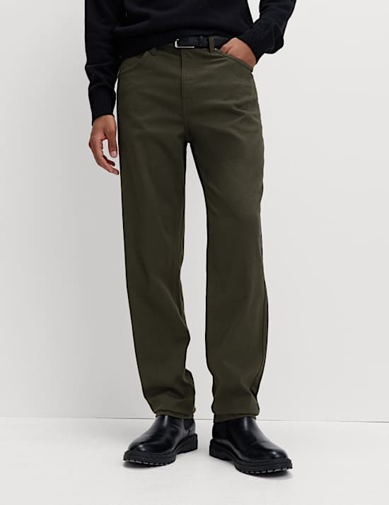 Straight Fit Textured 5 Pocket Trousers