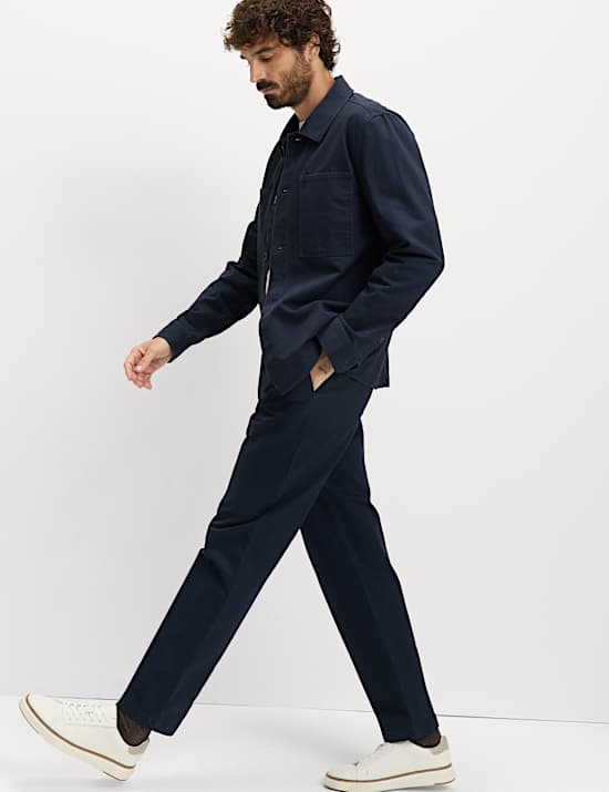 Pure Cotton Herringbone Trousers