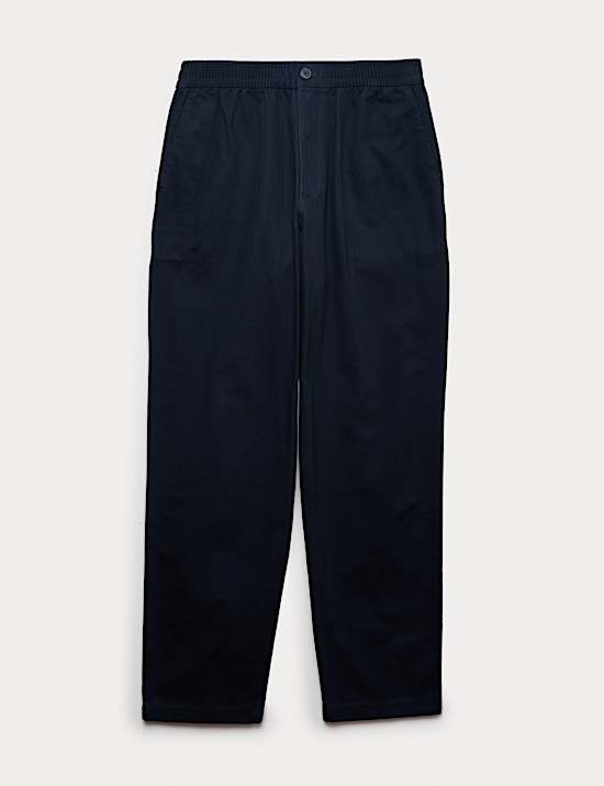 Pure Cotton Herringbone Trousers