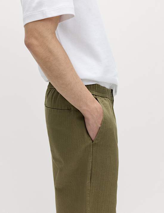 Pure Cotton Herringbone Trousers