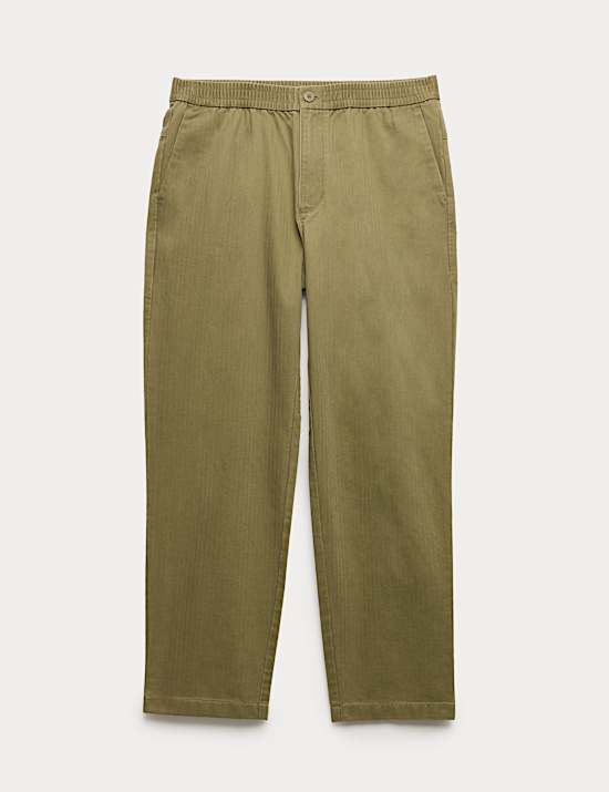 Pure Cotton Herringbone Trousers