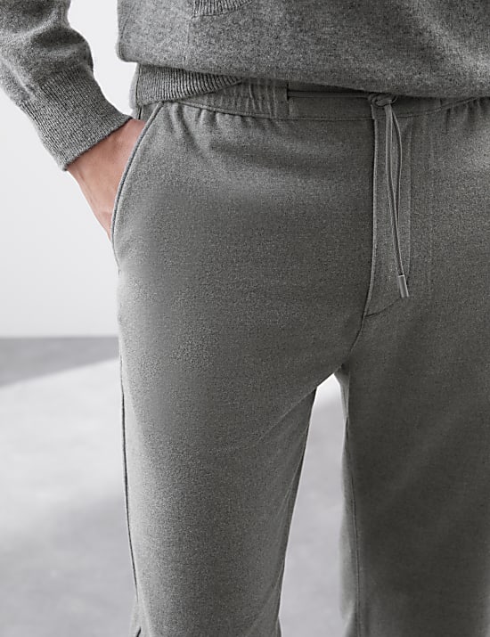 Straight Fit Brushed Cotton Trousers