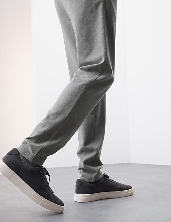 Straight Fit Brushed Cotton Trousers