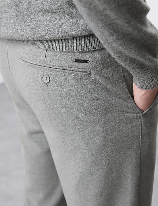 Straight Fit Brushed Cotton Trousers