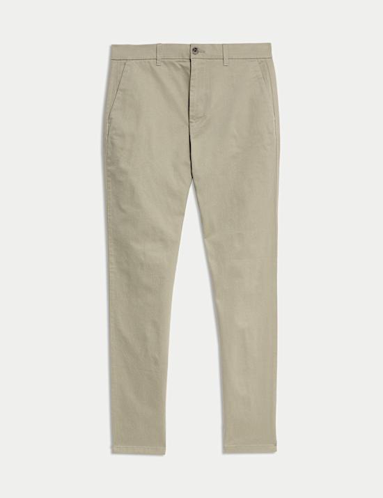 Chino coupe cintr&eacute;e en tissu extensible