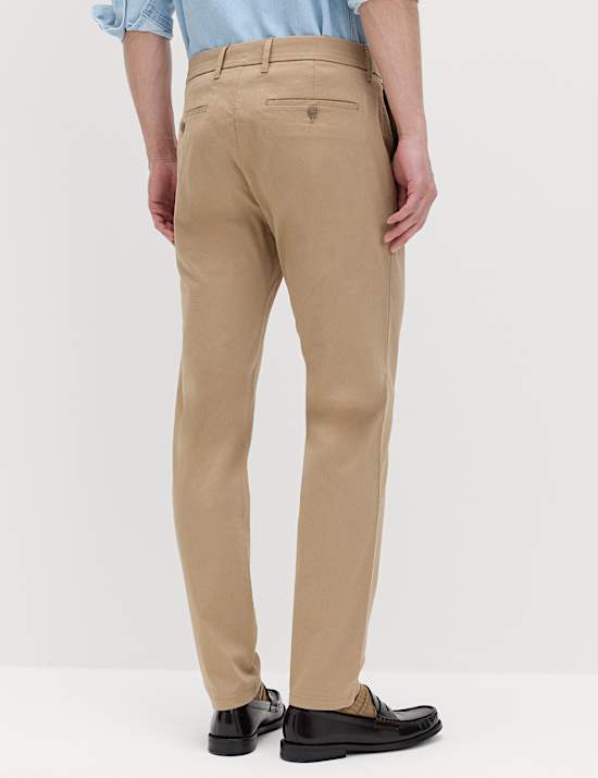 Katoenrijke chino met slanke pasvorm en stretch
