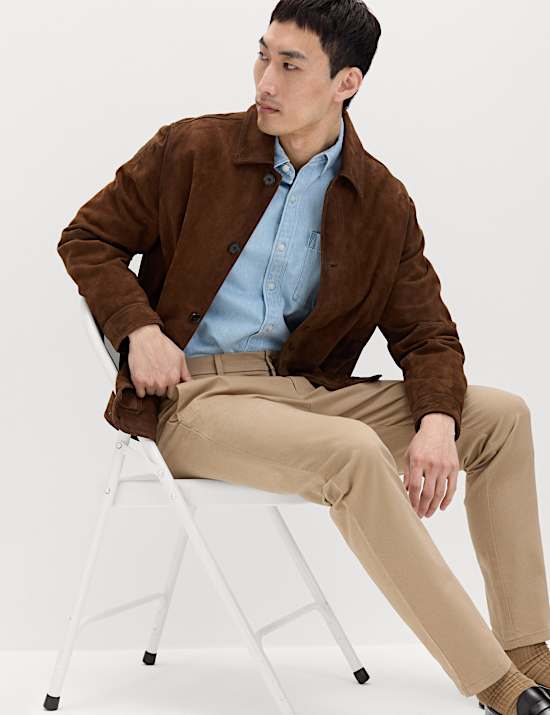 Katoenrijke chino met slanke pasvorm en stretch