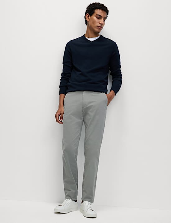 Ελαστικό παντελόνι chino με στενή εφαρμογή και υψηλή περιεκτικότητα σε βαμβάκι