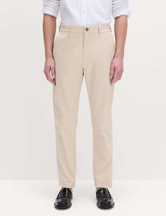 Strečov&eacute; chino kalhoty s vysok&yacute;m pod&iacute;lem bavlny, &uacute;zk&yacute; střih