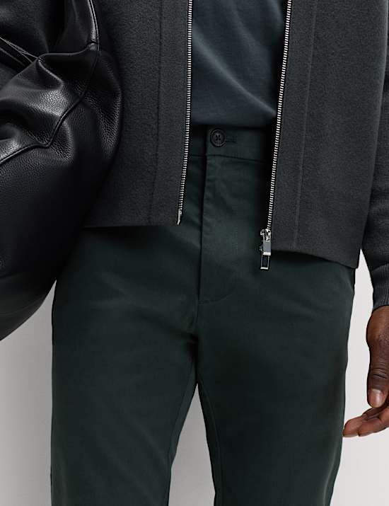 Katoenrijke chino met slanke pasvorm en stretch