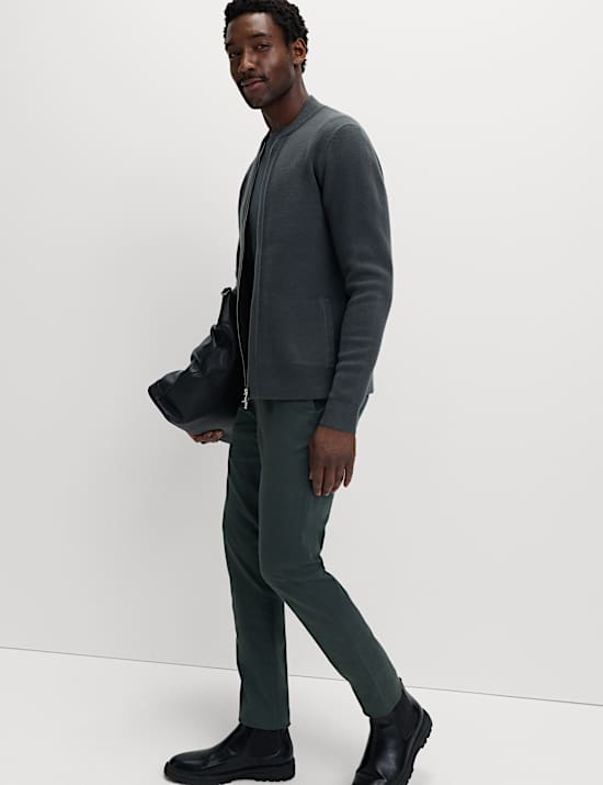 Katoenrijke chino met slanke pasvorm en stretch