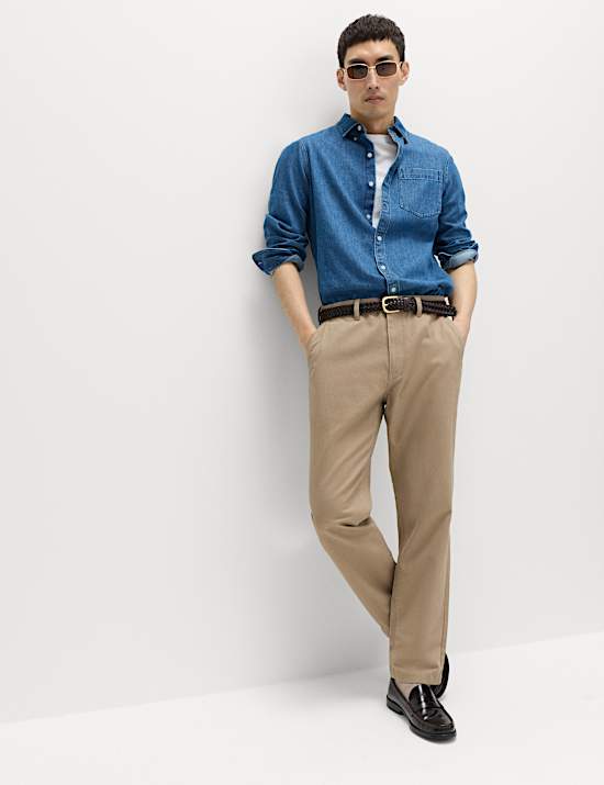 Regular Fit Pure Cotton Twill Chinos