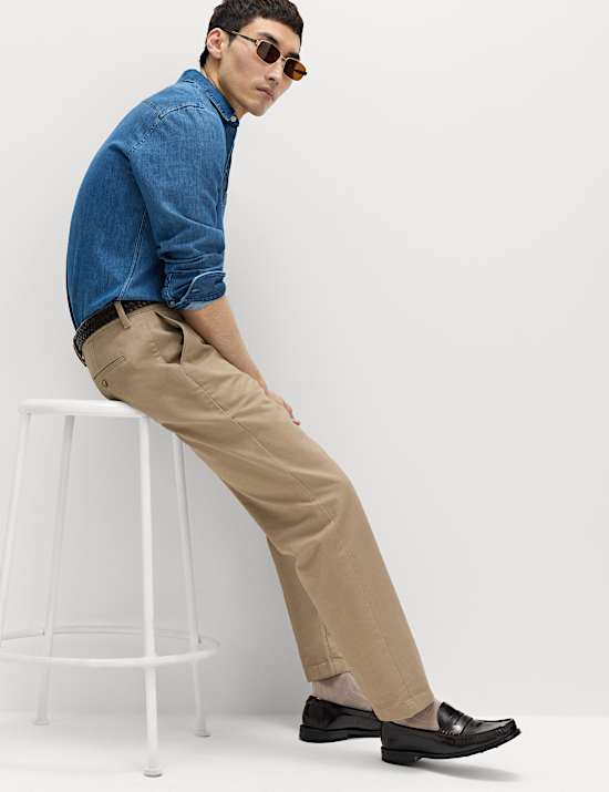 Regular Fit Pure Cotton Twill Chinos