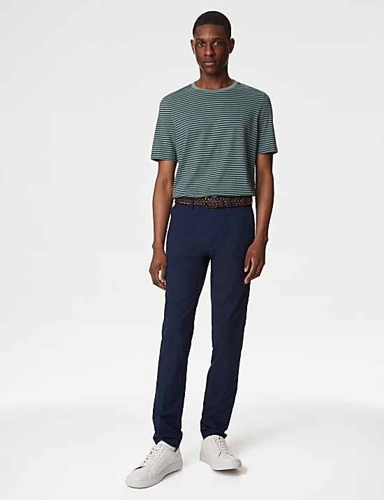Slim Fit Textured Belted Chinos