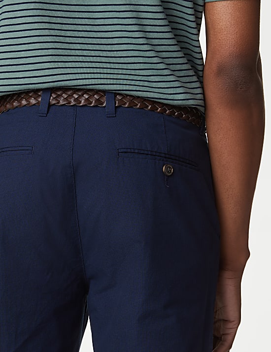 Slim Fit Textured Belted Chinos