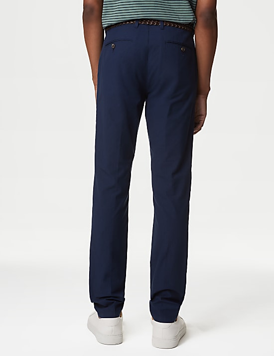 Slim Fit Textured Belted Chinos