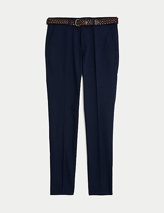 Slim Fit Textured Belted Chinos