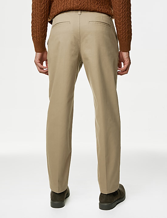 Regular Fit Single Pleat Stretch Chinos