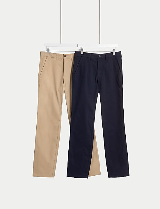 2 Pack Regular Fit Stretch Chinos