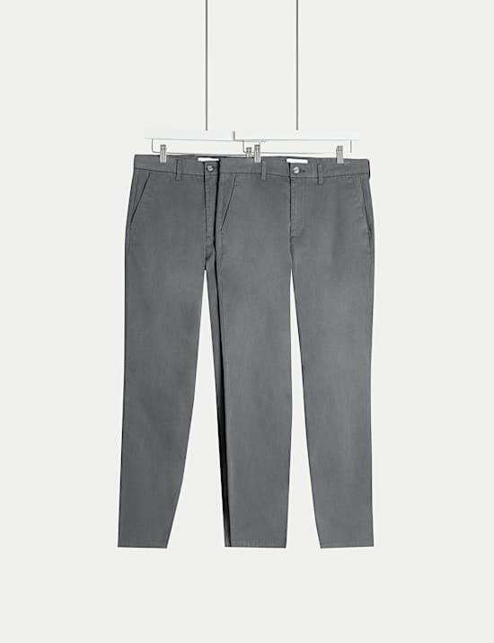 Lot de 2 chinos extensibles coupe standard