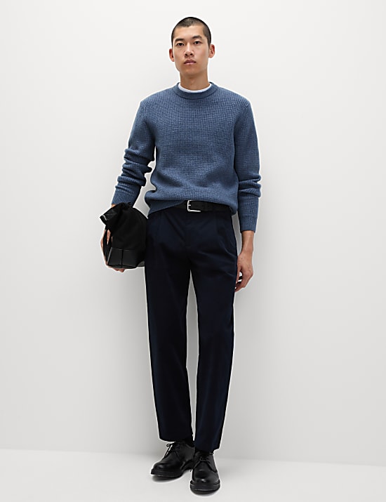 Tapered Fit Twin Pleat Stretch Chinos