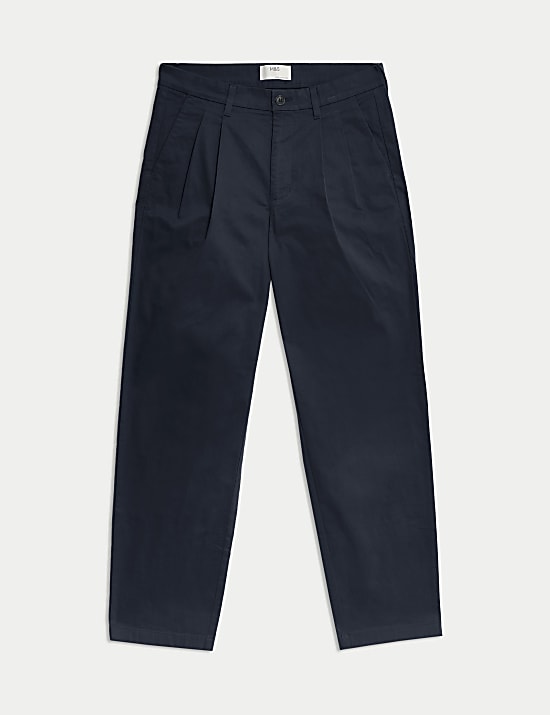 Tapered Fit Twin Pleat Stretch Chinos