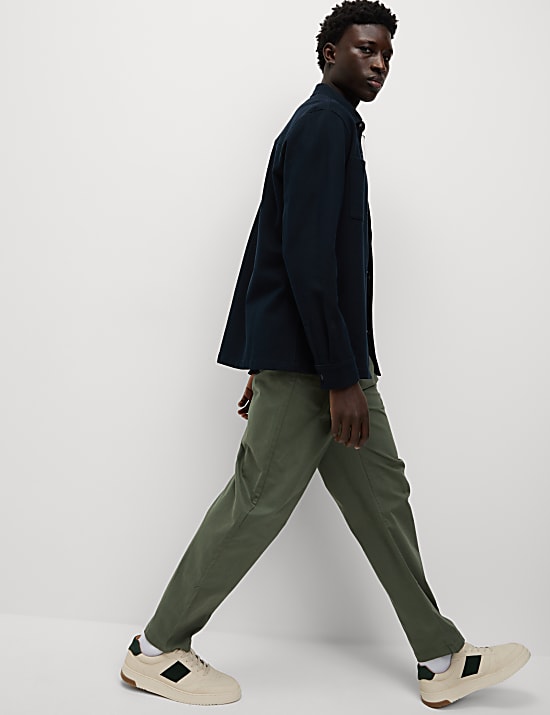 Tapered Fit Twin Pleat Stretch Chinos