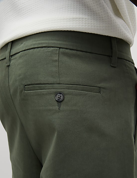 Tapered Fit Twin Pleat Stretch Chinos