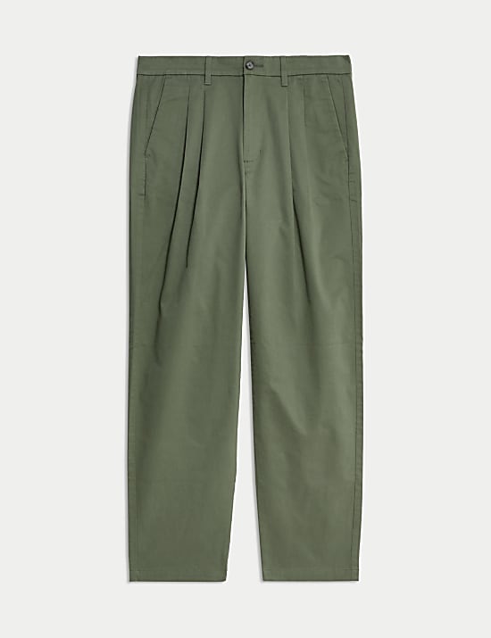 Tapered Fit Twin Pleat Stretch Chinos
