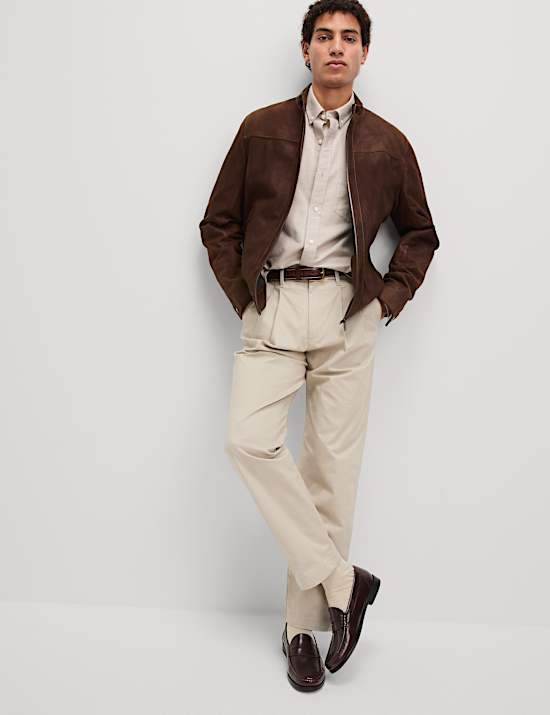 Tapered Fit Twin Pleat Stretch Chinos