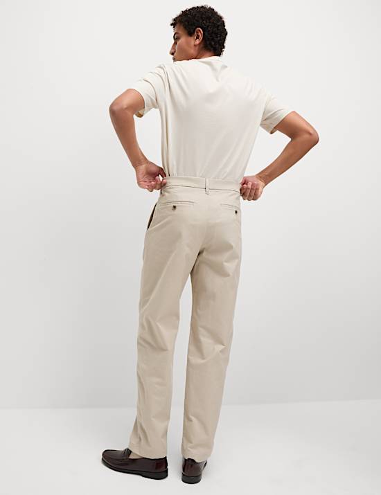 Tapered Fit Twin Pleat Stretch Chinos