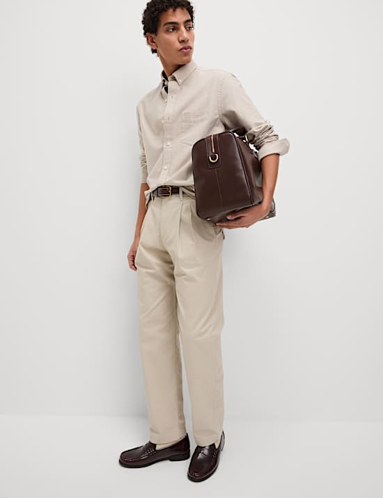 Tapered Fit Twin Pleat Stretch Chinos