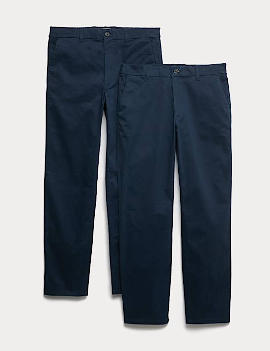 2pk Elasticated Waist Stretch Chinos