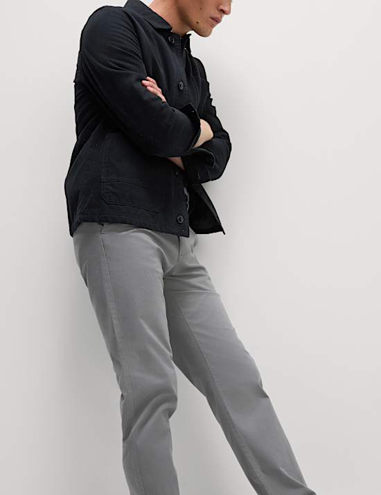 Lot de 2 chinos en tissu extensible &agrave; taille &eacute;lastique