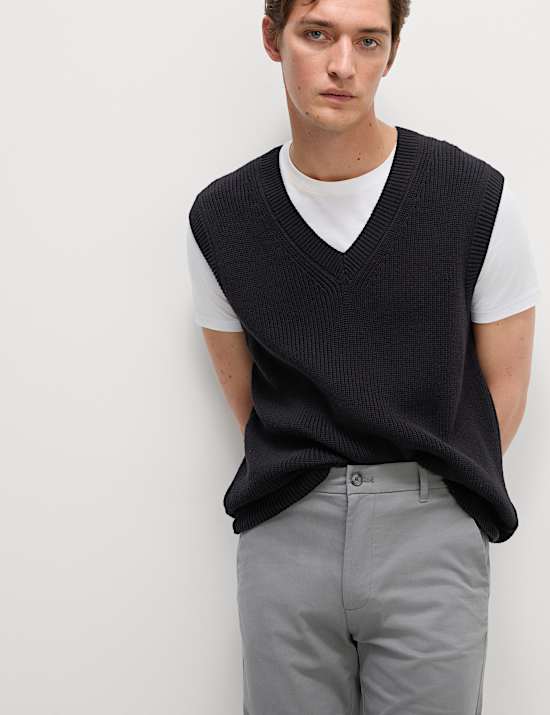 Lot de 2 chinos en tissu extensible &agrave; taille &eacute;lastique