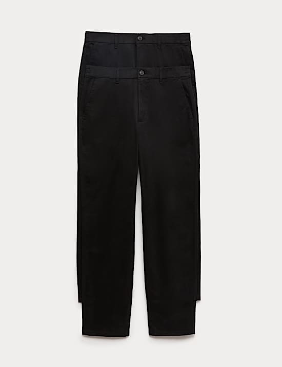2 Pack Elasticated Waist Stretch Chinos