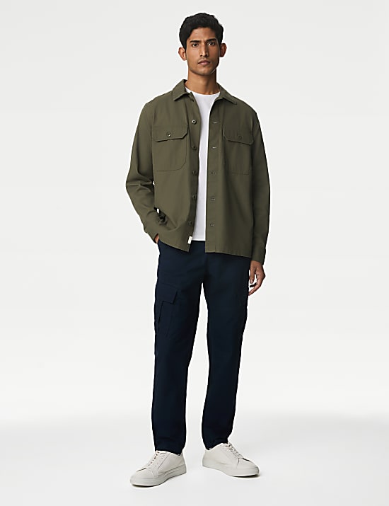 Pantalon cargo léger coupe fuselée 100&nbsp;% coton