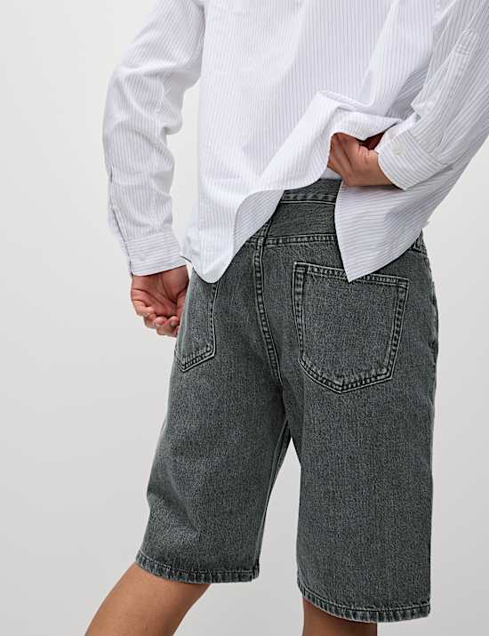 Authentieke korte denim broek met ontspannen, rechte pasvorm