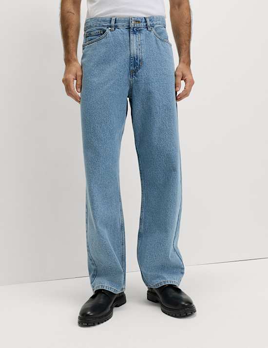Loose Fit Pure Cotton Rigid Jeans