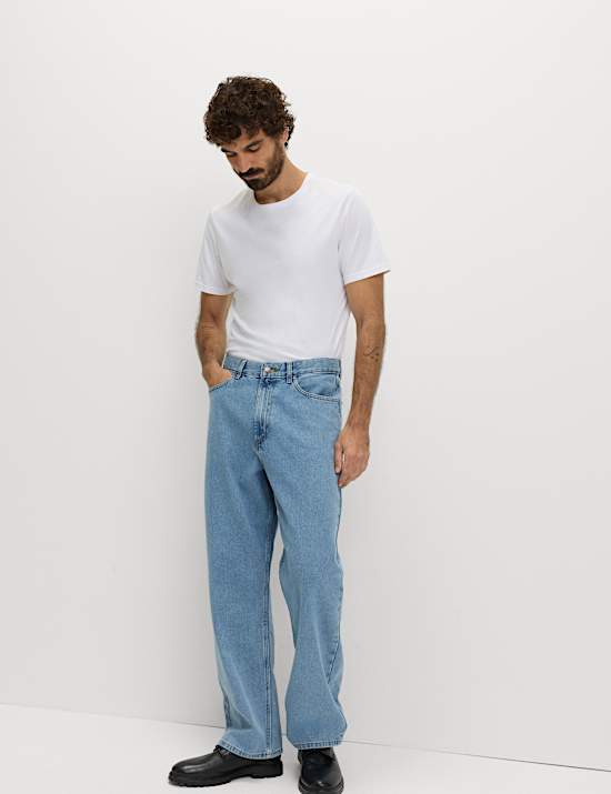 Loose Fit Pure Cotton Rigid Jeans