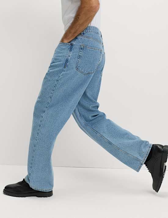 Loose Fit Pure Cotton Rigid Jeans