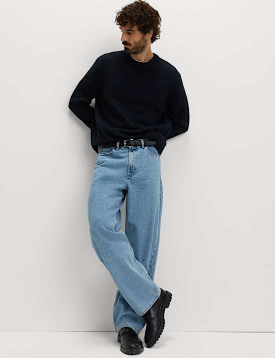 Loose Fit Pure Cotton Rigid Jeans