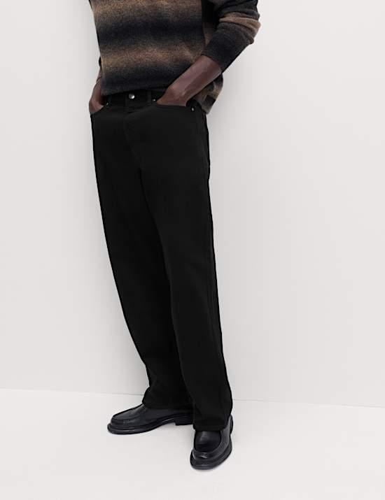 Jeans rígidos holgados 100 % algodón