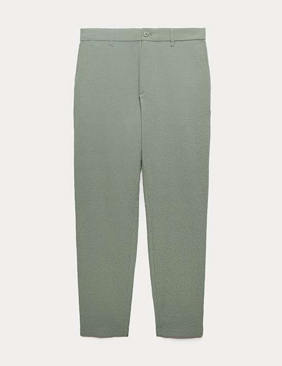 Tapered Fit Cotton Rich Seersucker Trousers